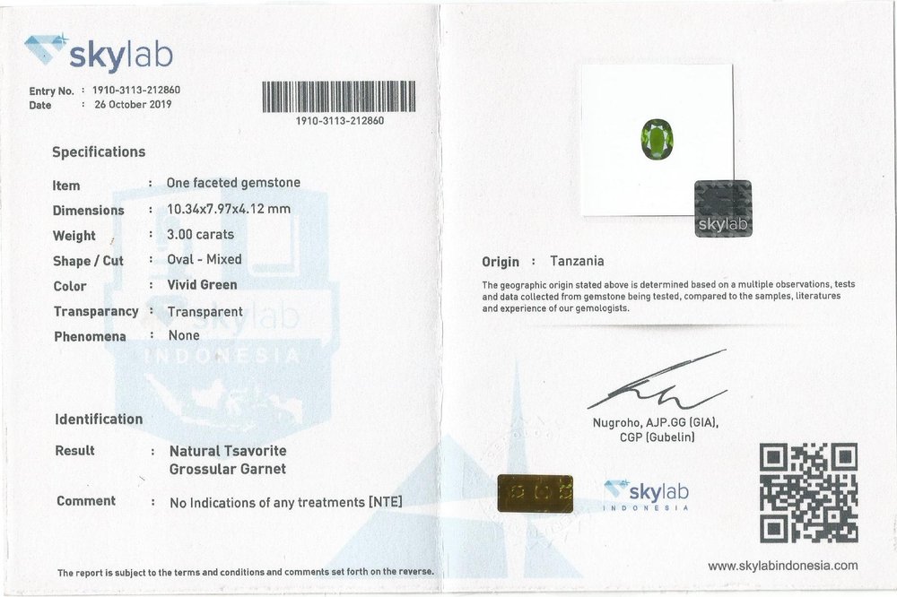 Natural HQ Vivid Green Tsavorite Garnet Tanzania 3.00 Cts Top Color